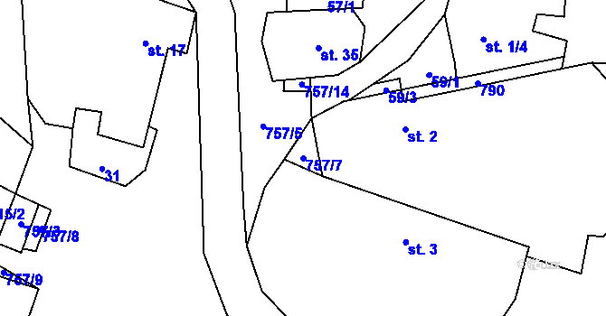 Parcela st. 757/7 v KÚ Litochovice u Volyně, Katastrální mapa