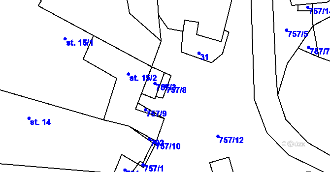 Parcela st. 757/8 v KÚ Litochovice u Volyně, Katastrální mapa
