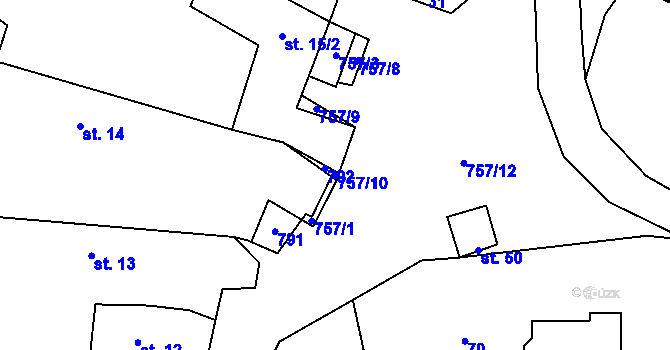 Parcela st. 757/10 v KÚ Litochovice u Volyně, Katastrální mapa