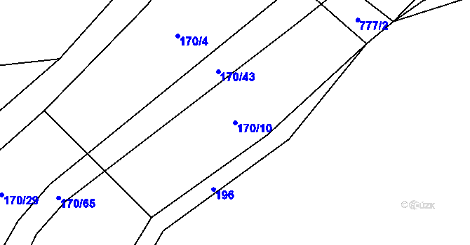 Parcela st. 170/10 v KÚ Litochovice u Volyně, Katastrální mapa
