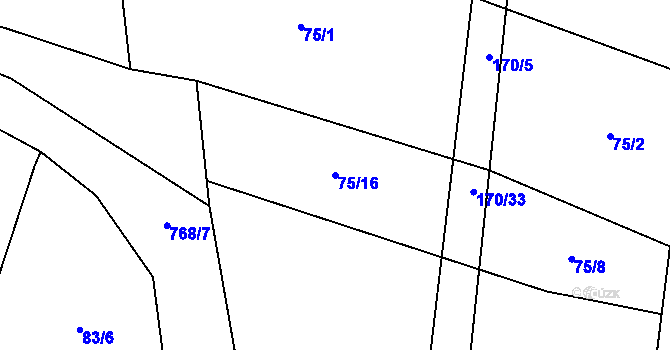 Parcela st. 75/16 v KÚ Litochovice u Volyně, Katastrální mapa