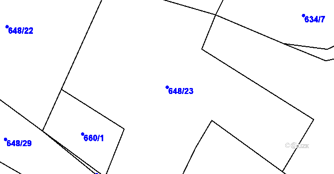 Parcela st. 648/23 v KÚ Litochovice u Volyně, Katastrální mapa
