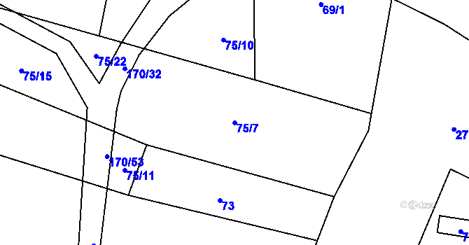Parcela st. 75/7 v KÚ Litochovice u Volyně, Katastrální mapa