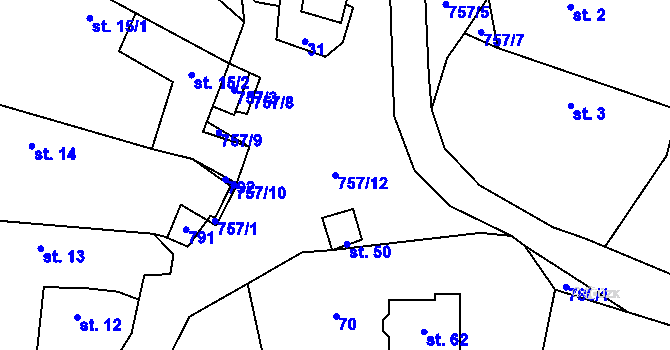 Parcela st. 757/12 v KÚ Litochovice u Volyně, Katastrální mapa