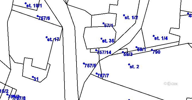 Parcela st. 757/14 v KÚ Litochovice u Volyně, Katastrální mapa