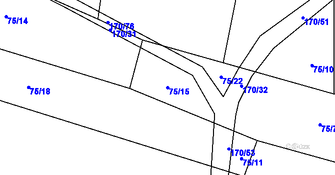 Parcela st. 75/15 v KÚ Litochovice u Volyně, Katastrální mapa