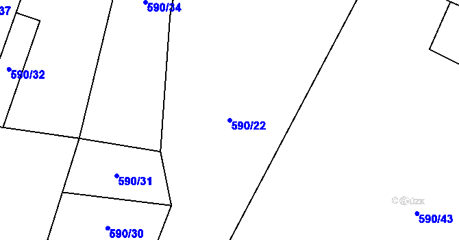Parcela st. 590/22 v KÚ Litochovice u Volyně, Katastrální mapa