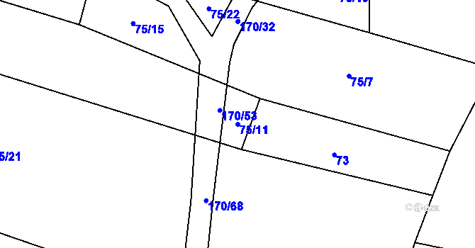 Parcela st. 75/11 v KÚ Litochovice u Volyně, Katastrální mapa