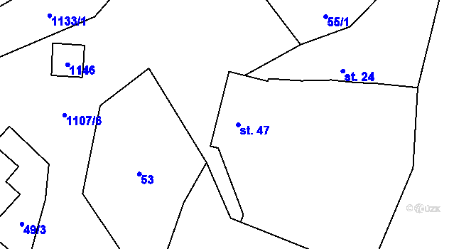 Parcela st. 47 v KÚ Střítež u Volyně, Katastrální mapa