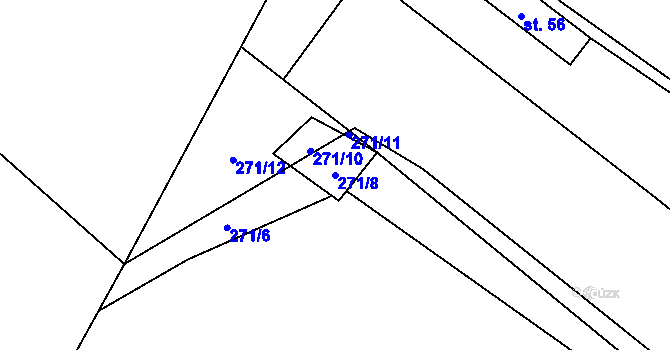 Parcela st. 271/8 v KÚ Střítež u Volyně, Katastrální mapa