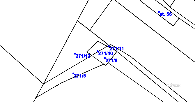 Parcela st. 271/10 v KÚ Střítež u Volyně, Katastrální mapa