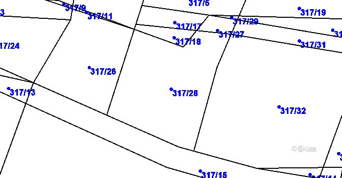 Parcela st. 317/28 v KÚ Střítež u Volyně, Katastrální mapa