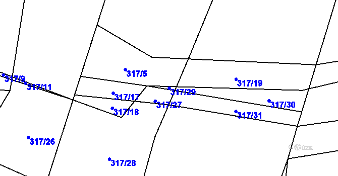 Parcela st. 317/29 v KÚ Střítež u Volyně, Katastrální mapa