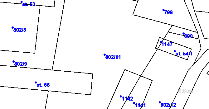 Parcela st. 802/11 v KÚ Střítež u Volyně, Katastrální mapa