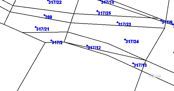 Parcela st. 317/12 v KÚ Střítež u Volyně, Katastrální mapa