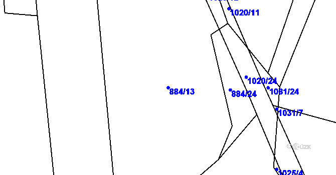 Parcela st. 884/13 v KÚ Střítež u Volyně, Katastrální mapa