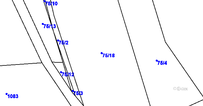 Parcela st. 75/18 v KÚ Střítež u Volyně, Katastrální mapa