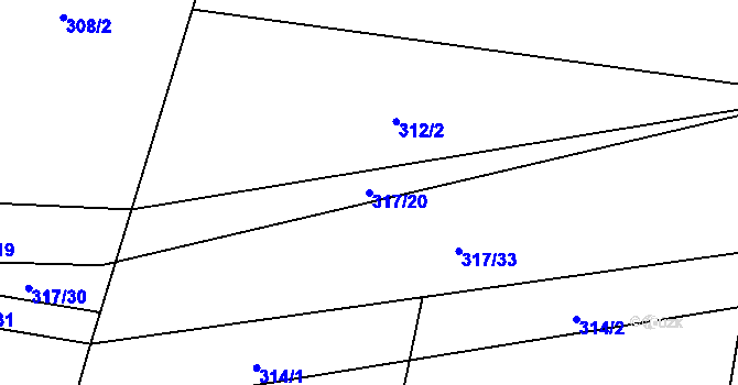 Parcela st. 317/20 v KÚ Střítež u Volyně, Katastrální mapa