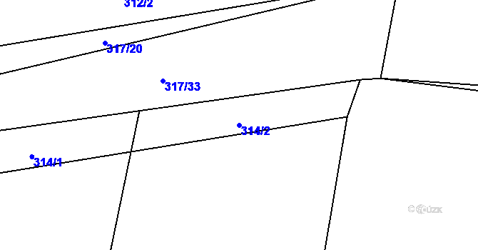Parcela st. 314/2 v KÚ Střítež u Volyně, Katastrální mapa