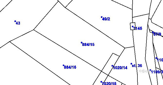 Parcela st. 884/15 v KÚ Střítež u Volyně, Katastrální mapa