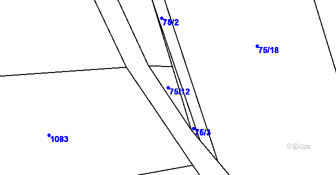 Parcela st. 75/12 v KÚ Střítež u Volyně, Katastrální mapa