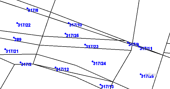 Parcela st. 317/23 v KÚ Střítež u Volyně, Katastrální mapa