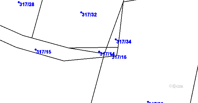Parcela st. 317/14 v KÚ Střítež u Volyně, Katastrální mapa