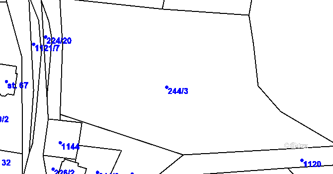 Parcela st. 244/3 v KÚ Střítež u Volyně, Katastrální mapa