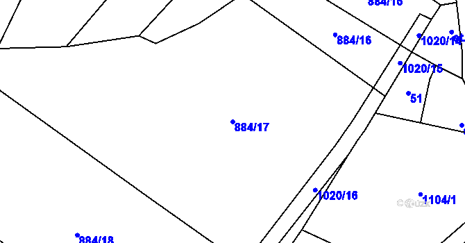 Parcela st. 884/17 v KÚ Střítež u Volyně, Katastrální mapa