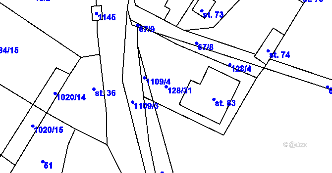 Parcela st. 128/31 v KÚ Střítež u Volyně, Katastrální mapa