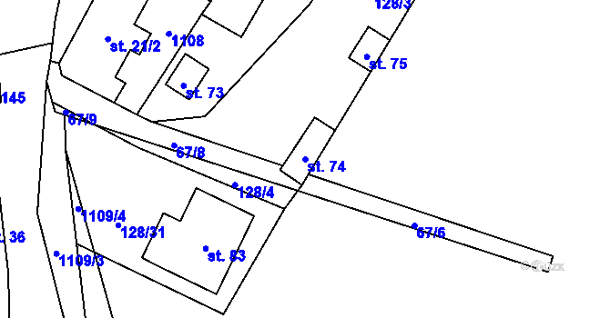 Parcela st. 74 v KÚ Střítež u Volyně, Katastrální mapa