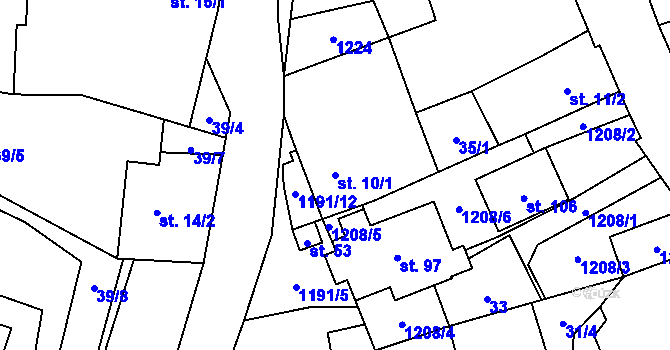 Parcela st. 10/1 v KÚ Litochovice nad Labem, Katastrální mapa