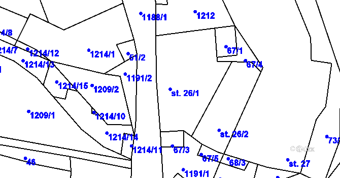 Parcela st. 26/1 v KÚ Litochovice nad Labem, Katastrální mapa
