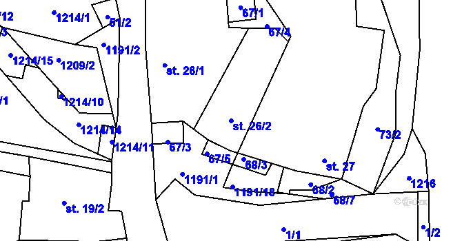 Parcela st. 26/2 v KÚ Litochovice nad Labem, Katastrální mapa