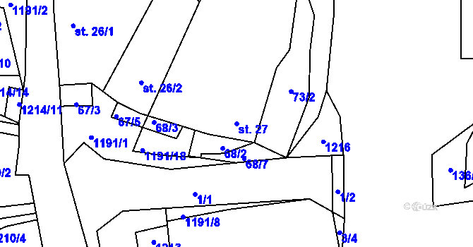 Parcela st. 27 v KÚ Litochovice nad Labem, Katastrální mapa