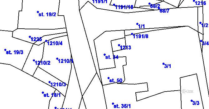 Parcela st. 34 v KÚ Litochovice nad Labem, Katastrální mapa