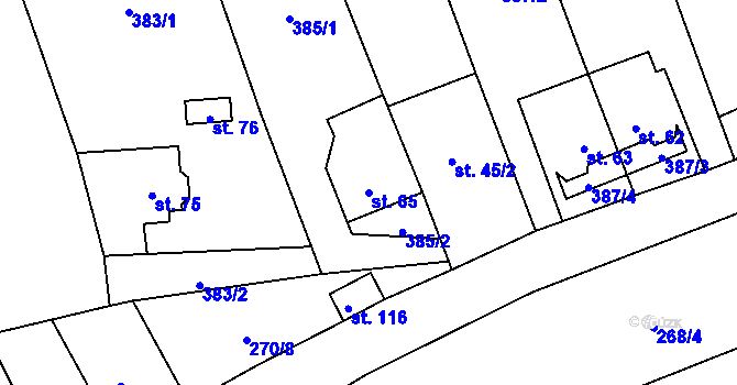 Parcela st. 65 v KÚ Litochovice nad Labem, Katastrální mapa
