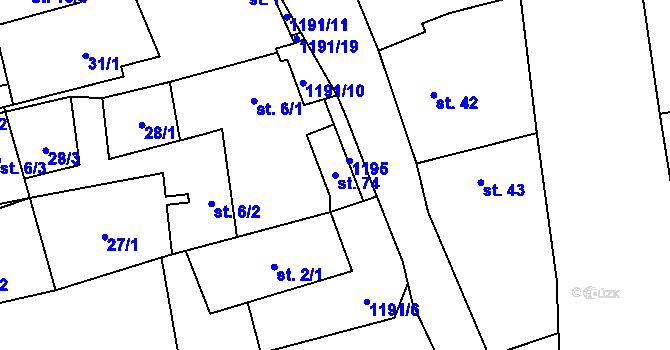 Parcela st. 74 v KÚ Litochovice nad Labem, Katastrální mapa