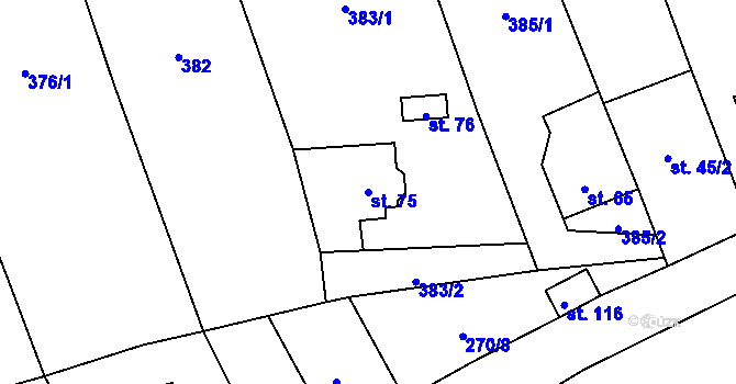 Parcela st. 75 v KÚ Litochovice nad Labem, Katastrální mapa