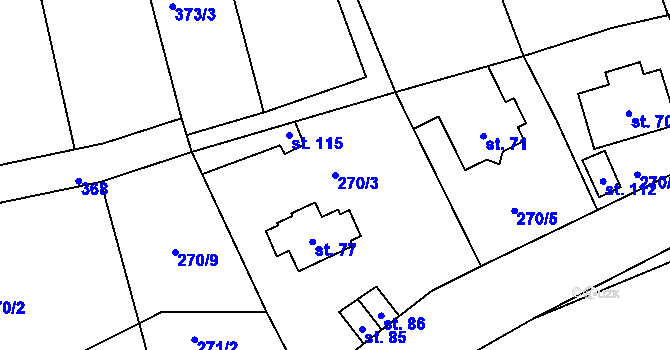 Parcela st. 270/3 v KÚ Litochovice nad Labem, Katastrální mapa