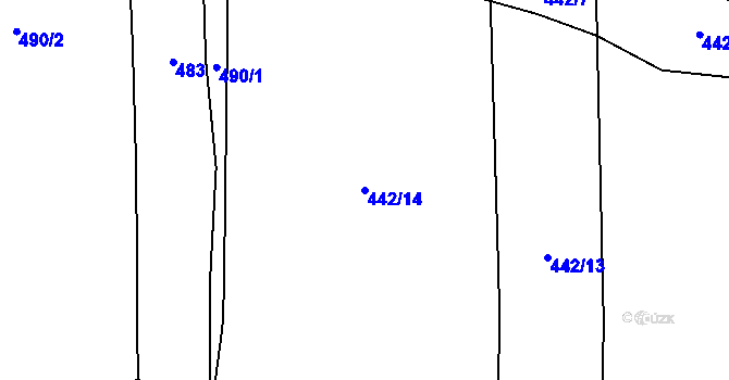Parcela st. 442/14 v KÚ Litochovice nad Labem, Katastrální mapa