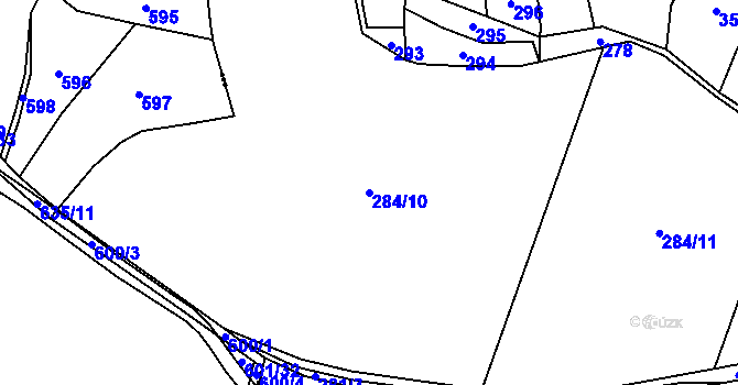 Parcela st. 284/10 v KÚ Litochovice nad Labem, Katastrální mapa