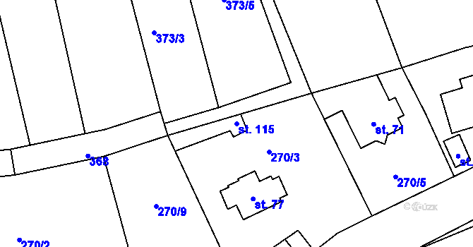 Parcela st. 115 v KÚ Litochovice nad Labem, Katastrální mapa