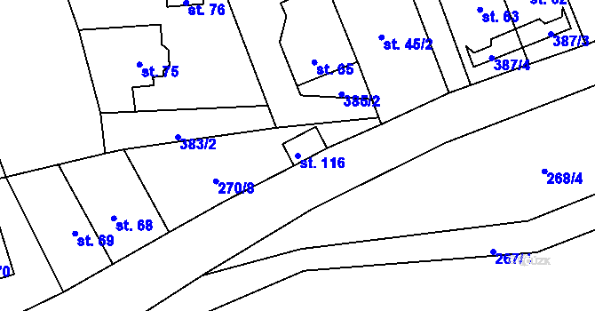 Parcela st. 116 v KÚ Litochovice nad Labem, Katastrální mapa