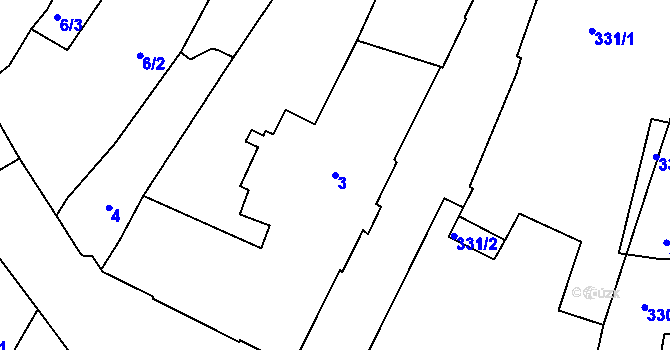 Parcela st. 3 v KÚ Litoměřice, Katastrální mapa
