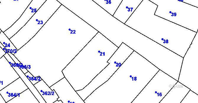 Parcela st. 21 v KÚ Litoměřice, Katastrální mapa