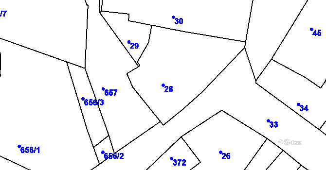 Parcela st. 28 v KÚ Litoměřice, Katastrální mapa