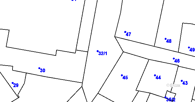 Parcela st. 32/1 v KÚ Litoměřice, Katastrální mapa