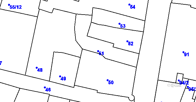 Parcela st. 51 v KÚ Litoměřice, Katastrální mapa