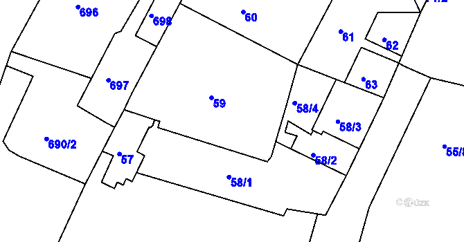 Parcela st. 59 v KÚ Litoměřice, Katastrální mapa
